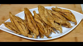 Masala Champakali Recipe  Karela Shaped Namkeen recipe  DIWALI Special Namkeen  Nimki Recipe [upl. by Weisberg]