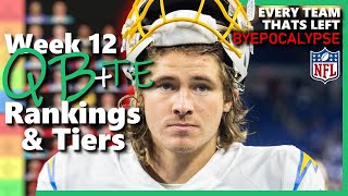 Week 12 Quarterback amp Tight End Rankings amp Tiers  Fantasy Football [upl. by Assila701]