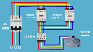 Reverse Forward Motor Starter Connection  Forward Reverse Starter Complete Wiring for 3 Phase Motor [upl. by Esina]