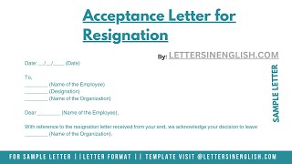 Acceptance Letter For Resignation  Letter of Acceptance for Employee Resignation [upl. by Poler]