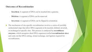 SJCTNC Dr P MARIE AROCKIANATHANBC509AMOLECULAR BIOLOGYUNIT V SITE SPECIFIC RECOMBINATION [upl. by Ardnassac]