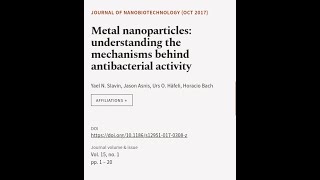 Metal nanoparticles understanding the mechanisms behind antibacterial activity  RTCLTV [upl. by Jenda945]