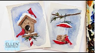 Watercolor Holiday Cards for ANY skill level [upl. by Lainahtan407]