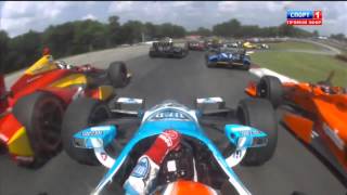 Verizon IndyCar 2014 MidOhio How to make 11 overtakes in one corner [upl. by Namhcan]