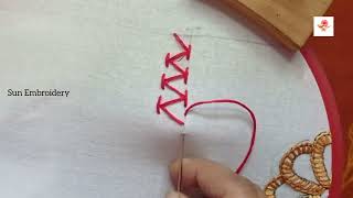 Chevron Stitch  Chevron Stitch hand embroidery ffor beginners  basic stitch 🌞🌞 SunEmbroidery [upl. by Nahseez]