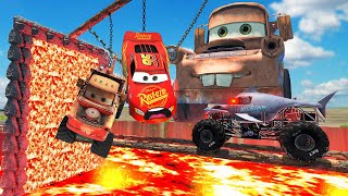 BIG TOW MATER AND POOR LIGHTNING MCQUEEN VS ANGRY MONSTER SHARK 😥 [upl. by Latoyia378]