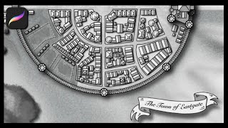 Creating a Fantastic Town Map in Procreate using Custom Brushes [upl. by Latona986]