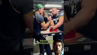 Devon Larratt vs Levan Saginashvili first right arm armwrestling ever before East vs West 13 [upl. by Notserc]