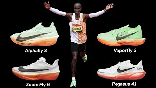 Nike Alphafly 3  Vaporfly 3  Zoom Fly 6  Pegasus 41  Eliud Kipchoge runningshoes running [upl. by Enait121]