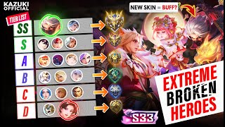 ONLY TIER LIST YOU NEED FOR CURRENT PATCH  META HEROES  ALL HEROES TIER LIST BY KAZUKI OFFICIAL [upl. by Aizti]