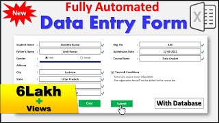 New Automated Data Entry Software in Excel  Data Entry Form in Excel  Data Entry in Excel [upl. by Adas]