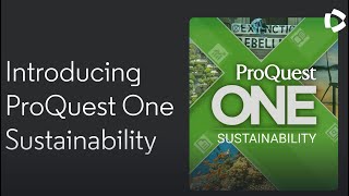 Introducing ProQuest One Sustainability [upl. by Comethuauc]