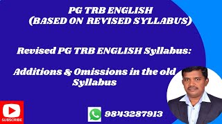 Revised PG TRB ENGLISH Syllabus Additions amp Omissions in the old Syllabus jsnenglishlearning [upl. by Oiluarb]