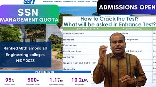 SSN Management Quota Admissions 2023  Strategy to Crack Entrance Exam  117 Crore Highest Package [upl. by Eibrik592]