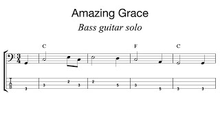 Amazing Grace  Bass tab melody  Capotasto Music [upl. by Telocin]