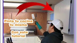 Cómo pintar gabinetes de cocina con brocha y rodillo proceso completo y materiales [upl. by Dnana108]