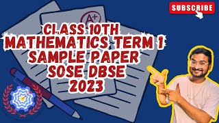 Mathematics Readiness Assessment  Sample Paper  Term 1  Class 10th  DBSE SOSE  2023 [upl. by Nanyk]