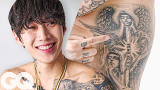 Jay Park Shows Off His Tattoos  GQ [upl. by Ltihcox]