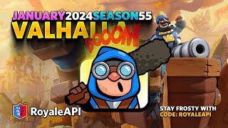 Valhalla January 2024 Valkyrie Evolution and Cannoneer Emotes Tower Skins Banners  Clash Royale [upl. by Barrow317]