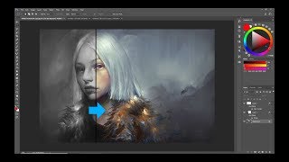 Vuogle  How to add color to grayscale  Digital painting [upl. by Anitsud]