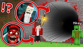 Mikey and JJ Found Longest Scary Santa Dweller amp Bridge Worm Tunnel at Night in Minecraft Maizen [upl. by Chabot193]