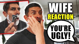 I SHOCKED My Wife By Shaving Off My 30 Year Old Beard IT DID NOT GO WELL [upl. by Anirtek719]