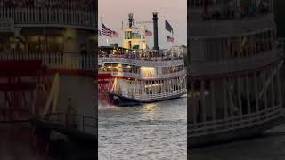 Steamboat Natchez churns Paddlewheel prior to departing on an evening cruise on Mississippi River [upl. by Fianna]