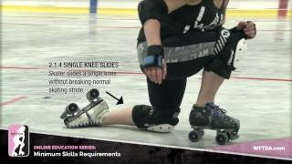 Single Knee Slides 21 WFTDA Online Education Series Roller Derby Skating Skills [upl. by Fullerton]