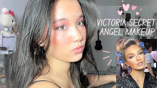 TRYING TO RECREATE VICTORIA SECRET ANGEL MAKEUP [upl. by Kcirdderf]