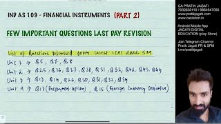 Ind As 109  20 Imp Questions Revision  Financial Instruments  CA Final FR [upl. by Narba]