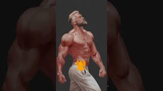 Sculpted Strength Bearded Man in Shirtless Pose Digital Painting  TimeLapse with Rebelle 7 art [upl. by Etteiluj681]