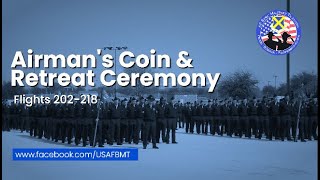 USAF BMT Airmans Coin and Retreat Ceremony Flights 202218  March 6 2024 [upl. by Essined]