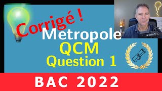 Bac Spé Maths 2022 Métropole Corrigé sujet 1 • Exercice 4 QCM question 1 • Asymptote [upl. by Ecyal]