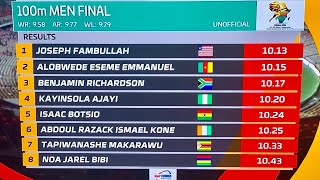 FAHNBULLEH 🇱🇷1013  DOUALA 24  23rd CAA African Athletics Senior Championships  Mens 100m Final [upl. by Ecitnirp]