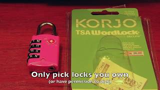 Picking 13 TSA combination padlock Korjo TSA007 picked amp decoded [upl. by Noid703]