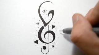 How to Incorporate Initials into Music Notes  Tattoo Design [upl. by Lrig]