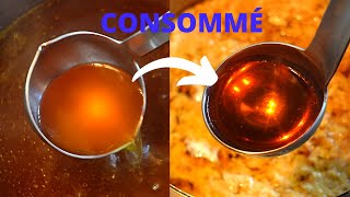 Consommé How to clarify chicken stock [upl. by Eimarrej]