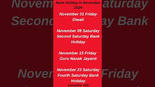 List of November Bank Holidays in 2024 [upl. by Nylzor936]