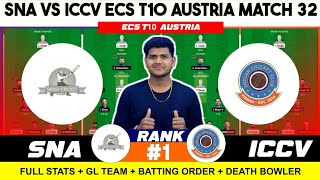 SNA vs ICCV  SNA vs ICCV Prediction  SNA VS ICCV 32ND ECS T10 AUSTRIA MATCH [upl. by Nitsed861]