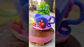 How to make a cup set with super clay  clay cup set diy clayart shorts superclay youtubeshorts [upl. by Enelam]