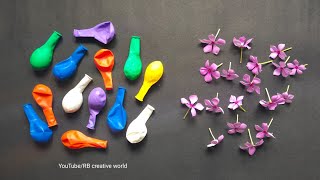 Waste Balloon and Natural Flower Craft  How to make flower vase [upl. by Rhetta]