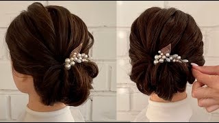 How to do short hair hairstyle  Low bun for short hair [upl. by Eisset655]