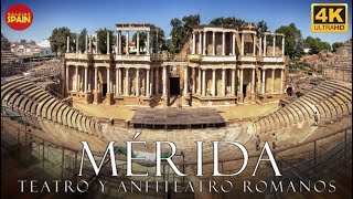 🇪🇸4K MÉRIDA TEATRO ROMANO Y ANFITEATRO World Heritage Site  Roman monuments Extremadura spain [upl. by Behka]