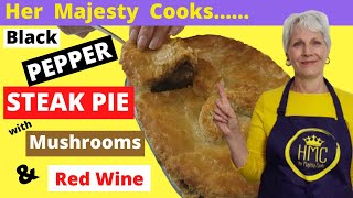 Black Pepper Steak Mushroom amp Red Wine Pie Recipe The perfect pie [upl. by Airdnalahs549]