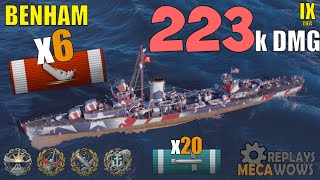 Benham 6 Kills amp 223k Damage  World of Warships Gameplay [upl. by Lattie]