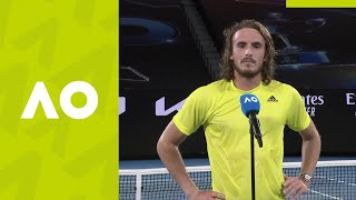 Stefanos Tsitsipas quotIm speechlessquot oncourt interview QF  Australian Open 2021 [upl. by Imhsar]