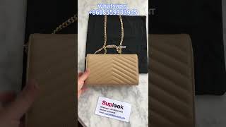 YSL Matelasse Monogram Envelope Chain Wallet Beige [upl. by Nahtanha255]