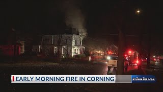 Secondstory house fire prompts response from crews in Corning [upl. by Heida]