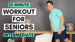 20 Minute Full Body Workout For Seniors Intermediate Weights Resistance bands [upl. by Kohl]