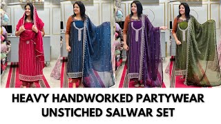 HEAVY HANDWORKED PARTYWEAR UNSTICHED SALWAR SET [upl. by Naujek]